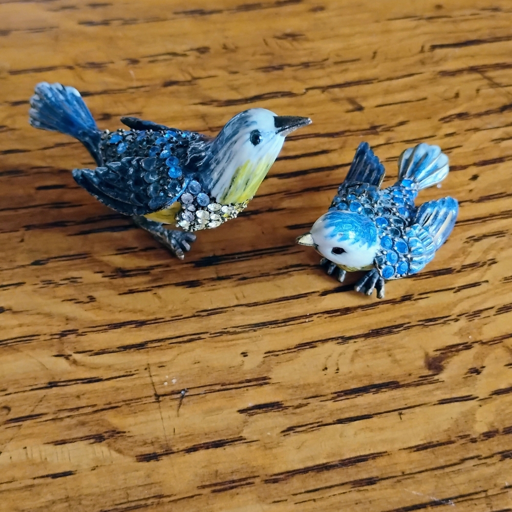 Jay Strongwater Blue And Yellow, Crystal Bird Figurines